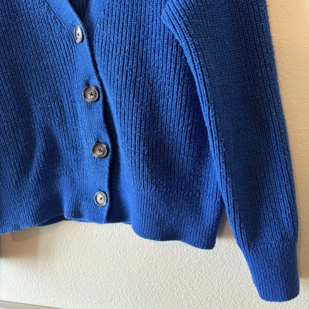 Old Navy Linen Cotton Blend Cardigan Blue V-neck Button Front Sweater Women's M - Picture 8 of 12
